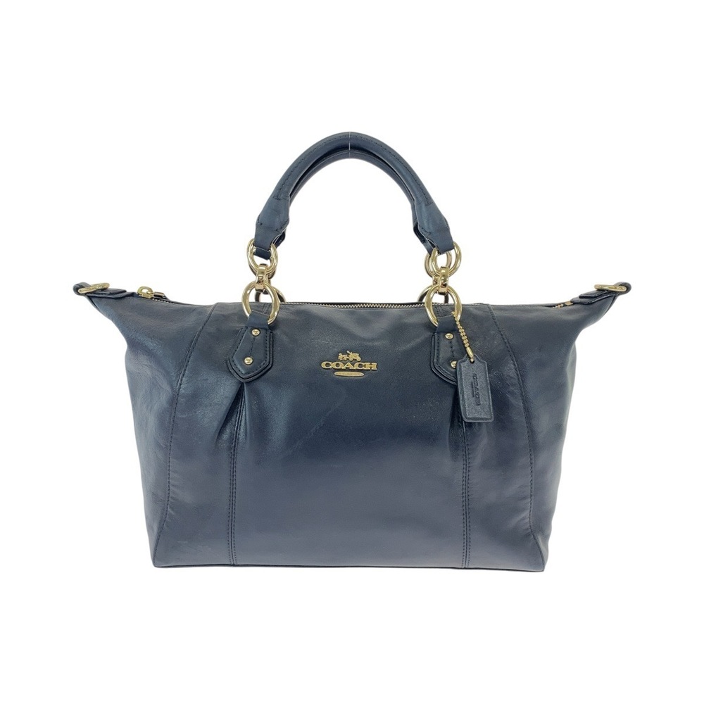 Coach Coach Leather Tote Bag Navy Gold Hardware Leather Tote Bag - Picture 1 of 10